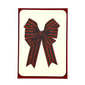 Red Tartan Ribbon Bow Greeting Card