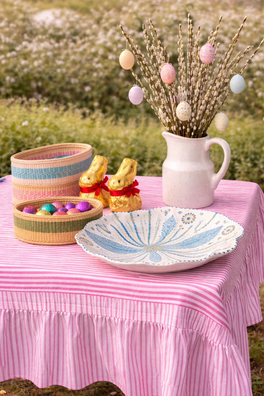 Constance & Denny Magenta Ruffle Table Cloth