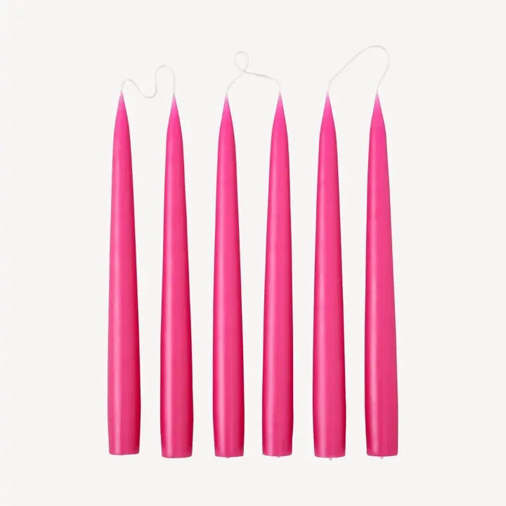 Pair of Candy Pink -  Tapered Dinner Candles