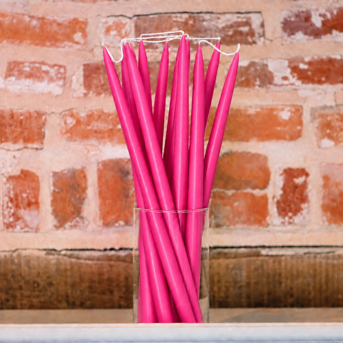 Pair of Candy Pink -  Tapered Dinner Candles
