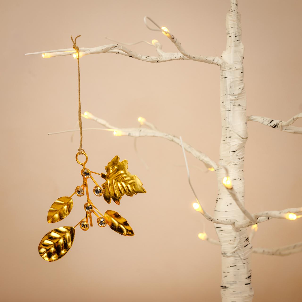 Golden Metal Diamande Leaf Decoration