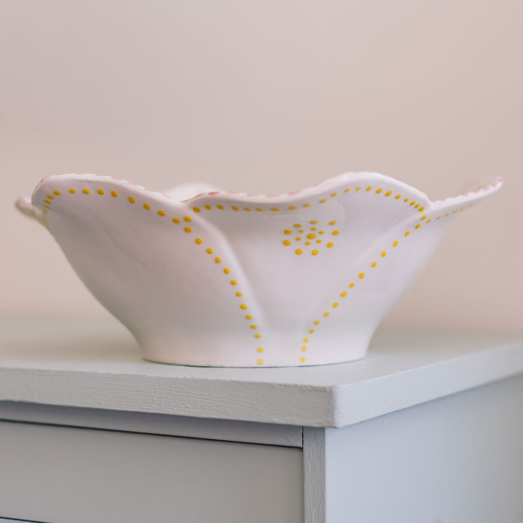 Potterswork Statement Bowl - Pink and White Dotty