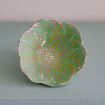 Potterswork Pudding Bowl - Green and Pink