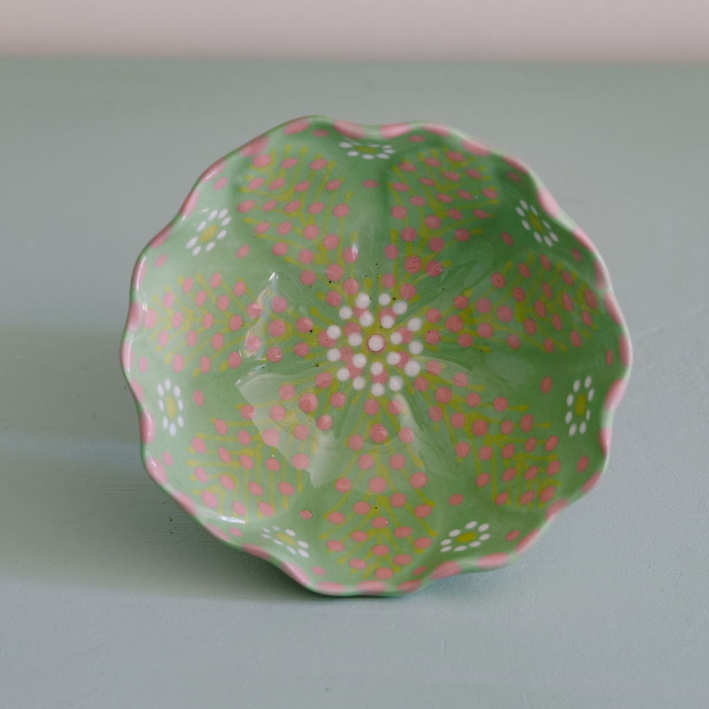Potterswork Nibble Bowls - Green and Pinky