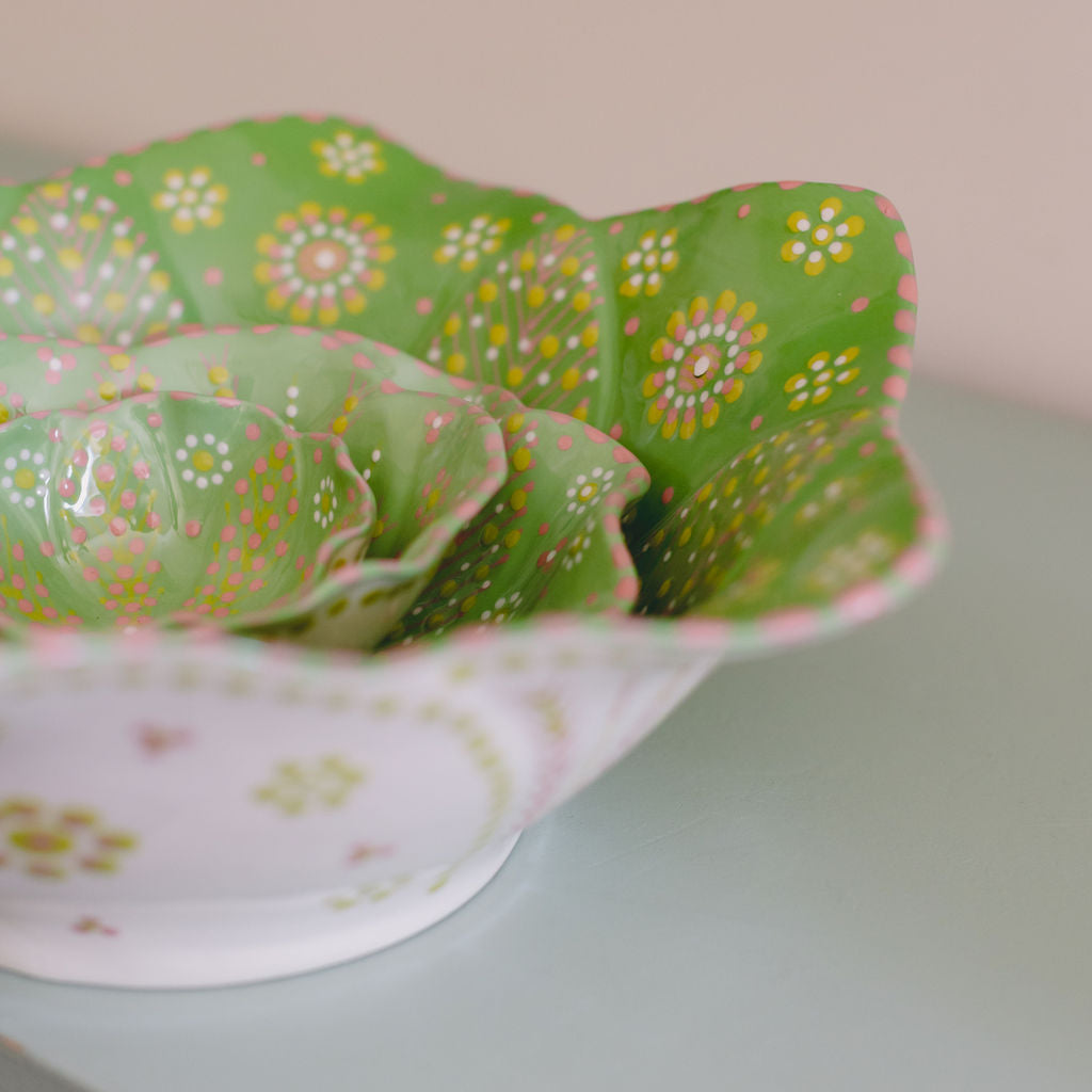 Potterswork Alice Plate - Green and Pink