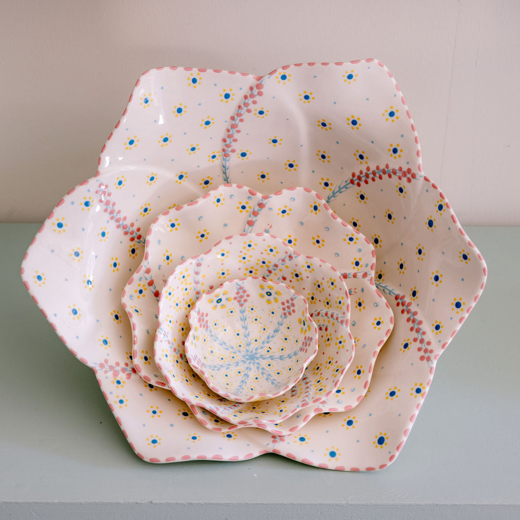 Potterswork Berry Bowl - Pink and White Dotty