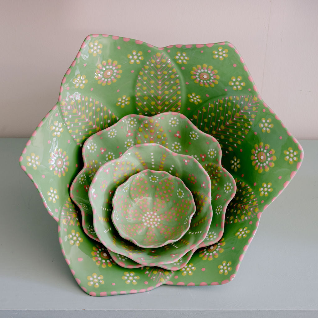 Potterswork Alice Plate - Green and Pink