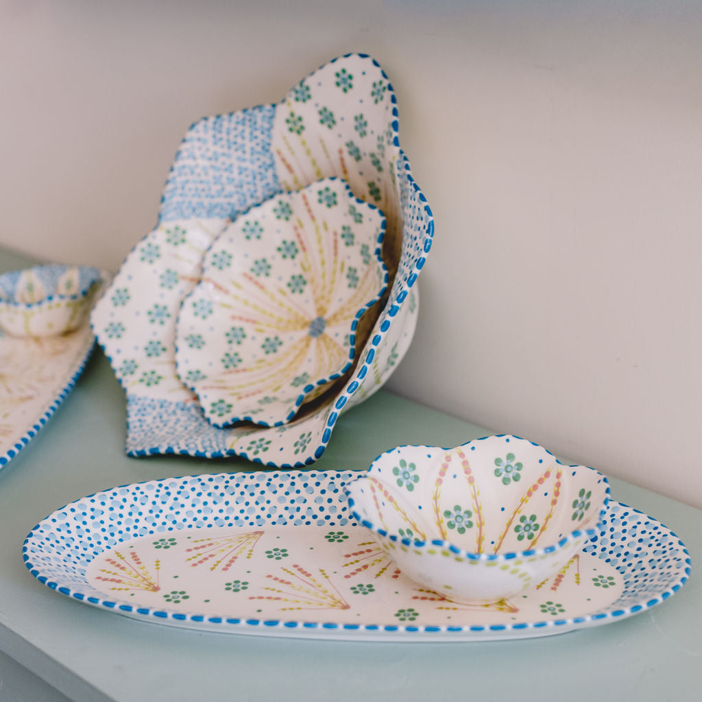Potterswork Alice Plate - White and Blue