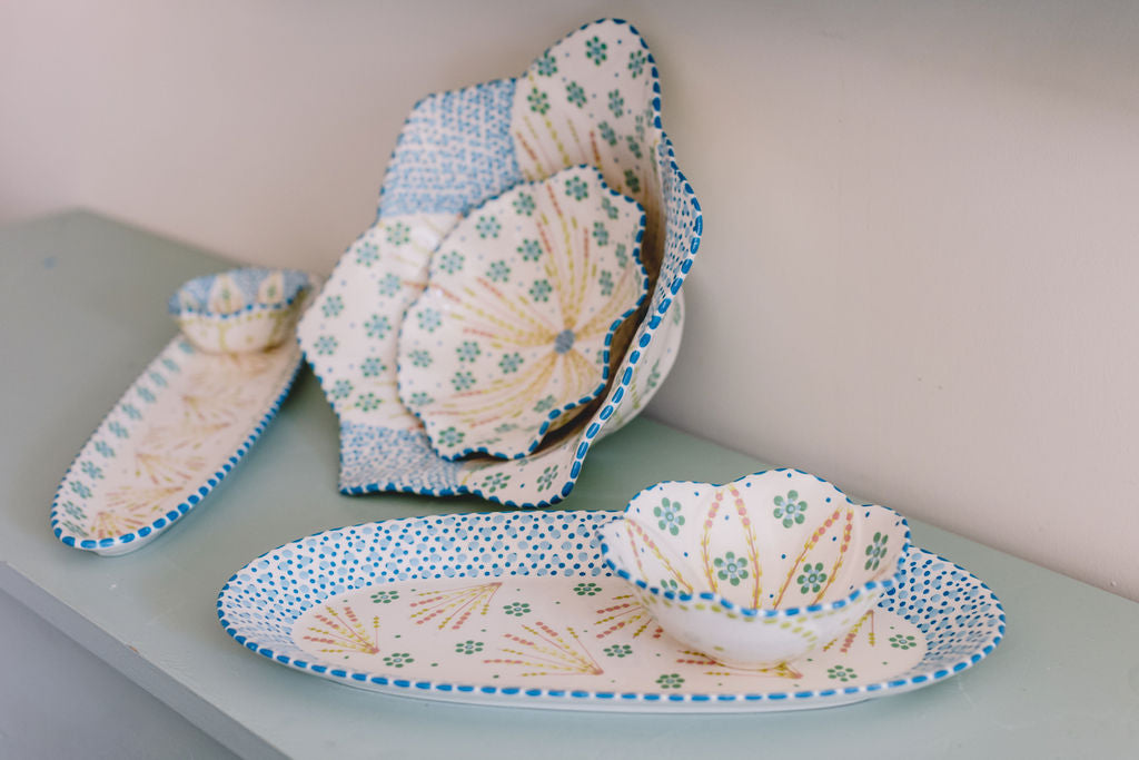 Potterswork Alice Plate - White and Blue