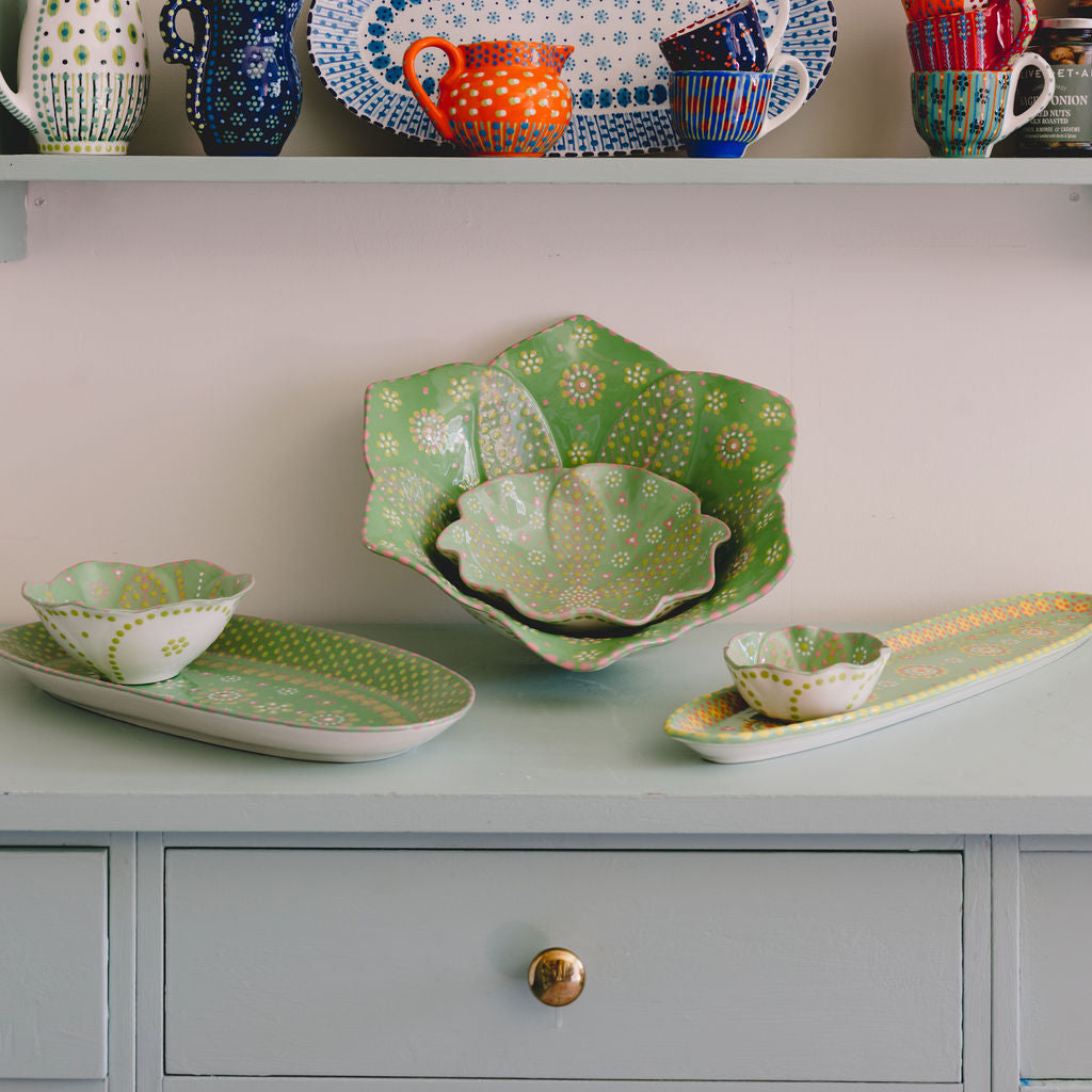 Potterswork Nibble Bowls - Green and Pinky