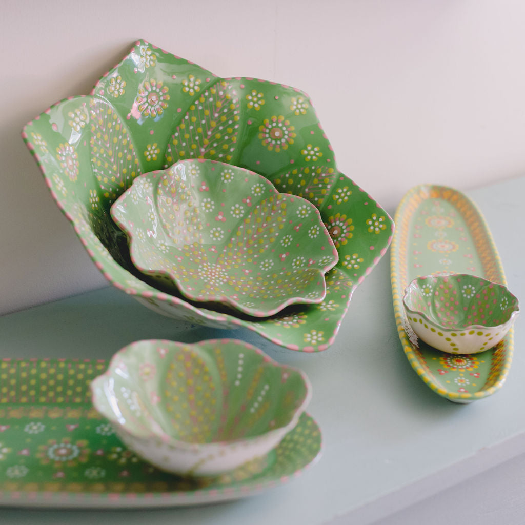 Potterswork Nibble Bowls - Green and Pinky