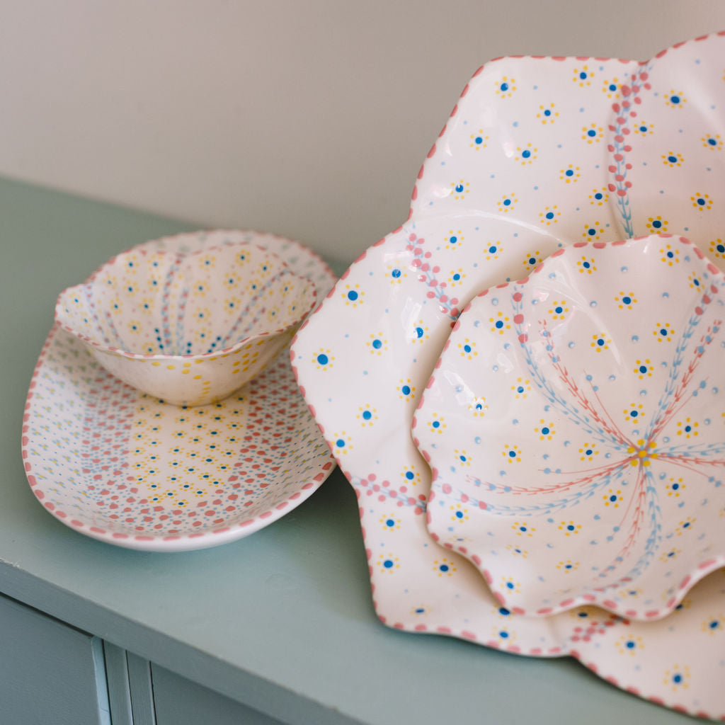 Potterswork Alice Plate - Pink and White Dotty