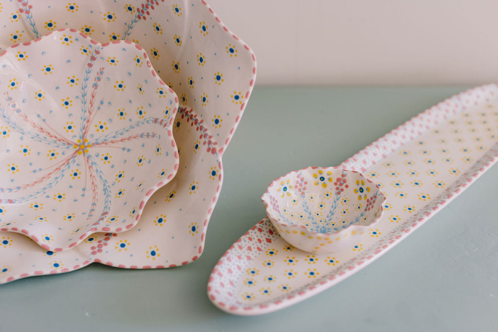 Potterswork Nibble Bowls - Pink and White Dotty