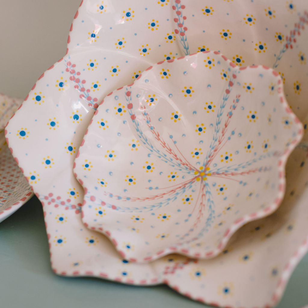 Potterswork Statement Bowl - Pink and White Dotty