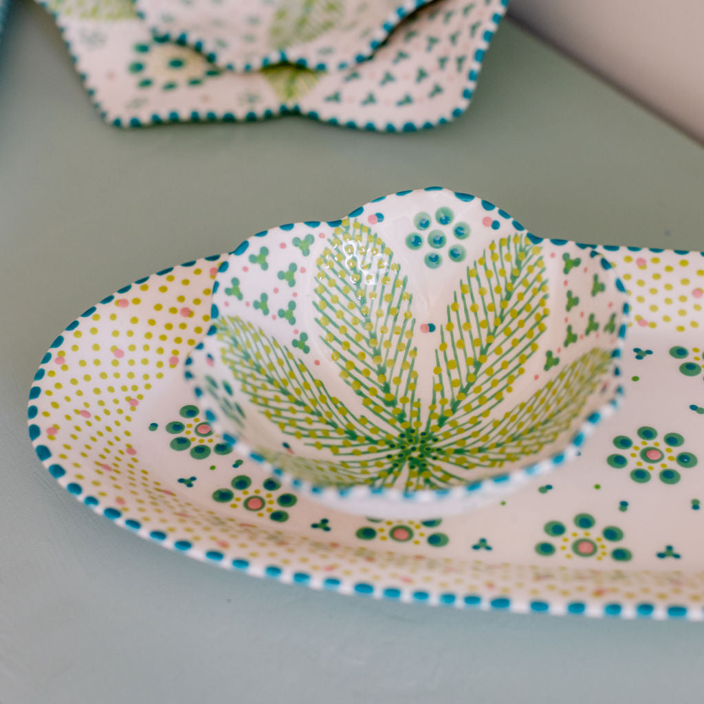 Potterswork Pudding Bowl - White and Green