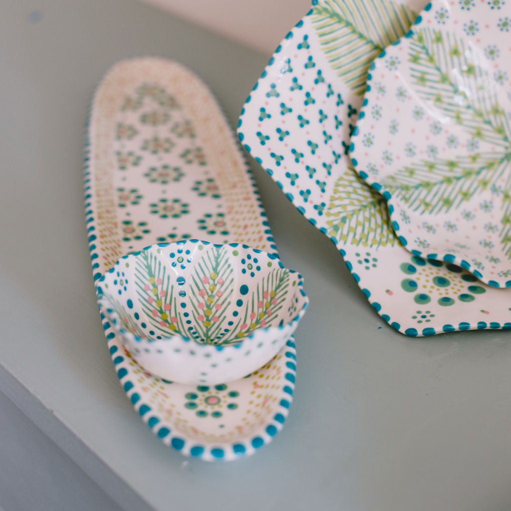 Potterswork Tilly Plate - White and Green