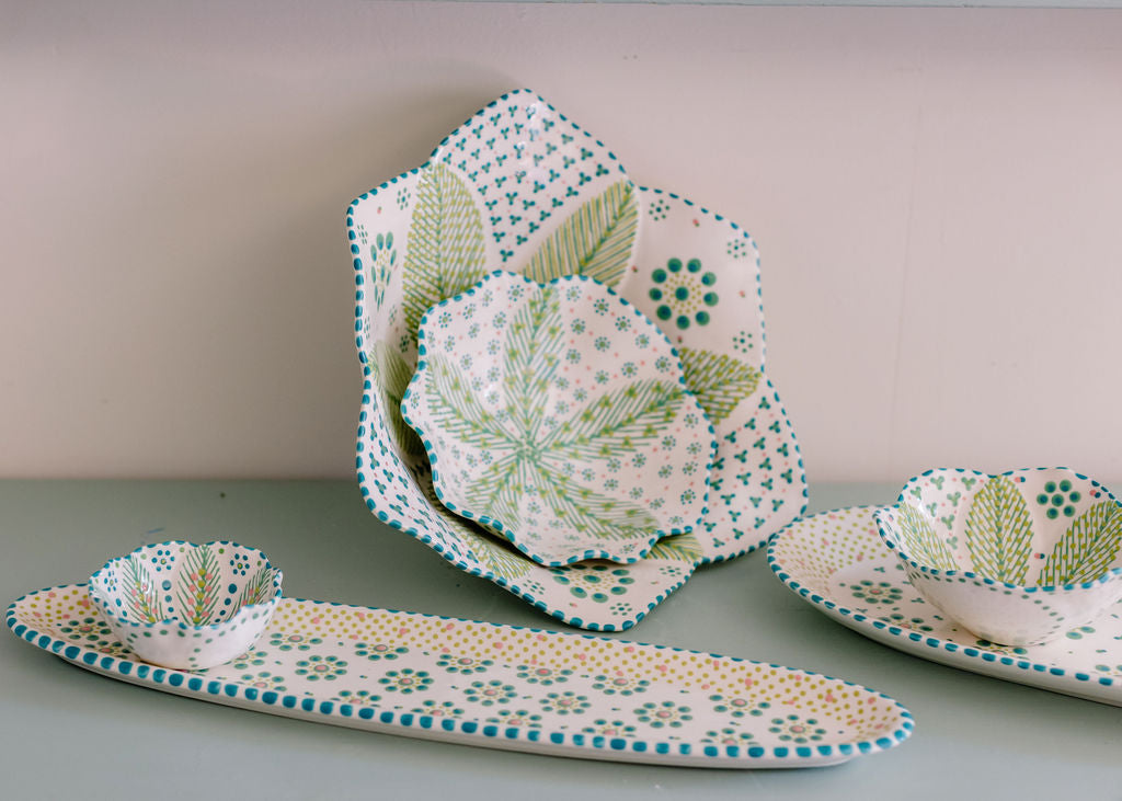 Potterswork Berry Bowl - White and Green