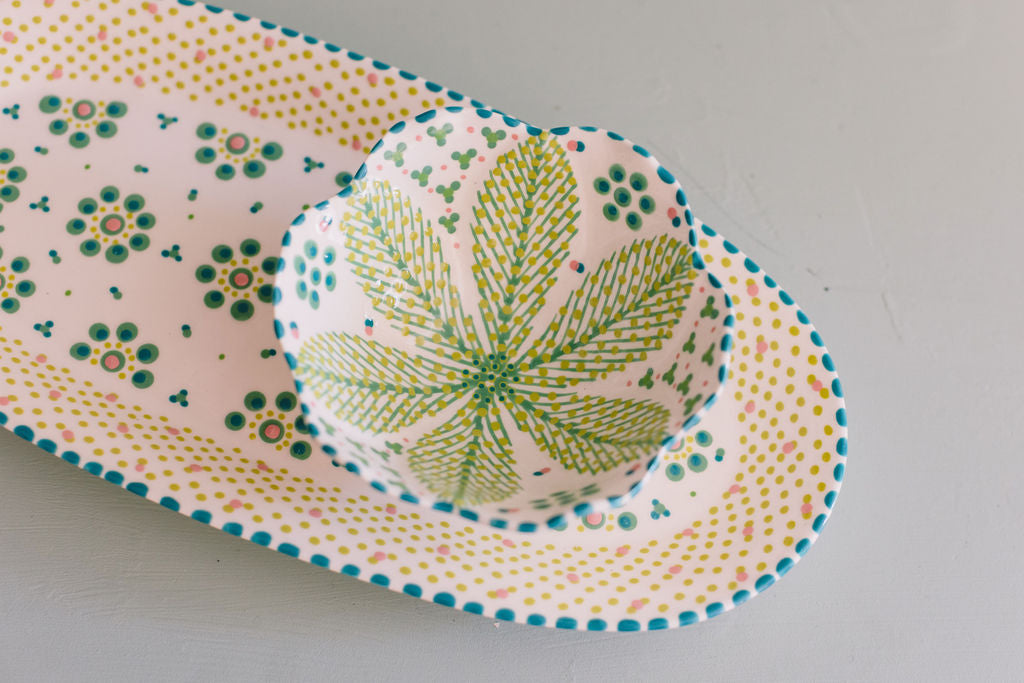 Potterswork Berry Bowl - White and Green