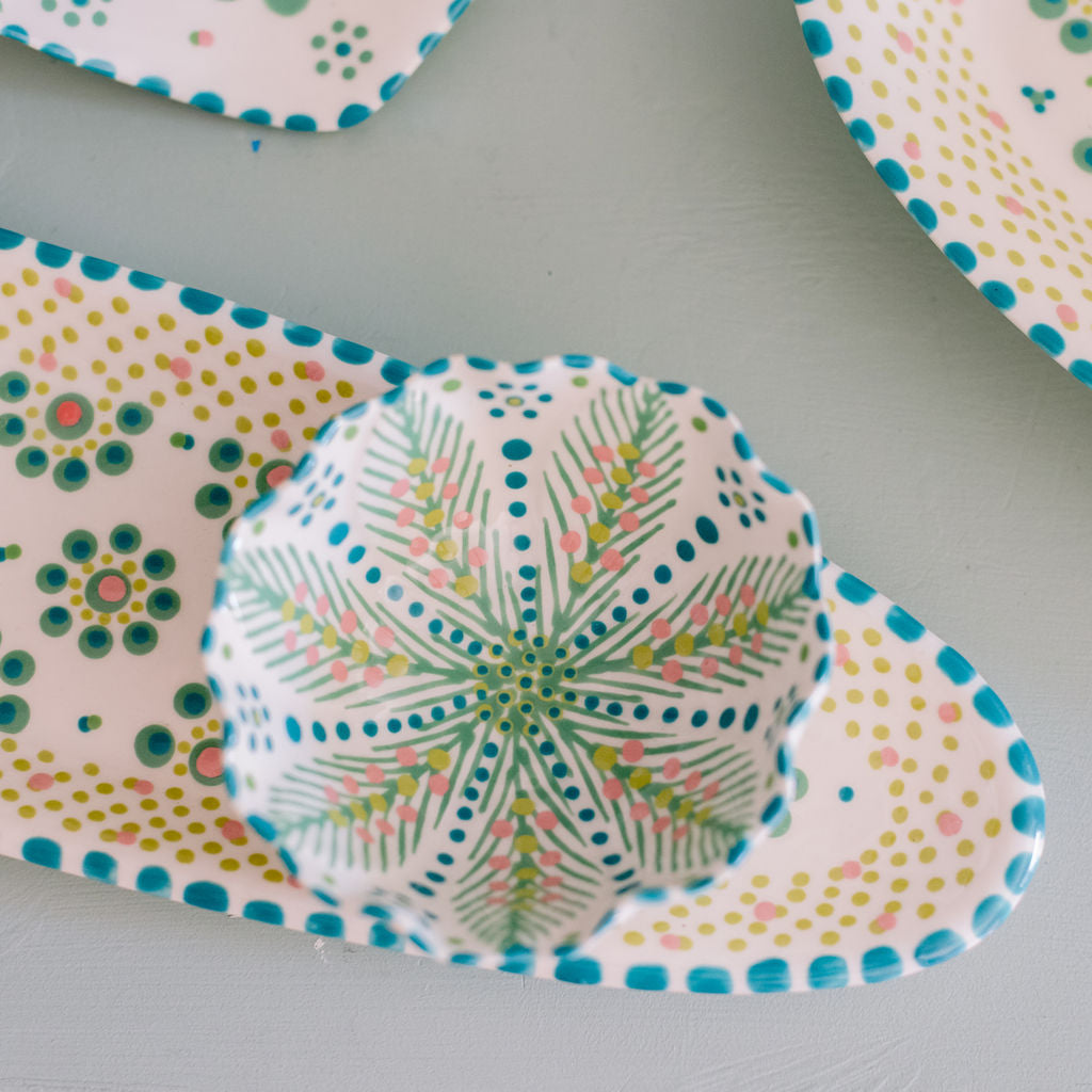 Potterswork Nibble Bowls - White and Green