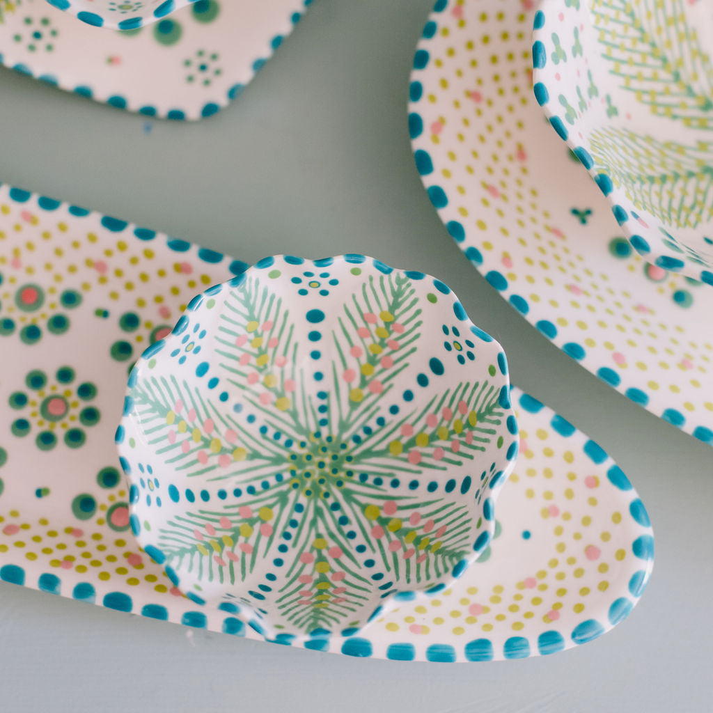 Potterswork Tilly Plate - White and Green