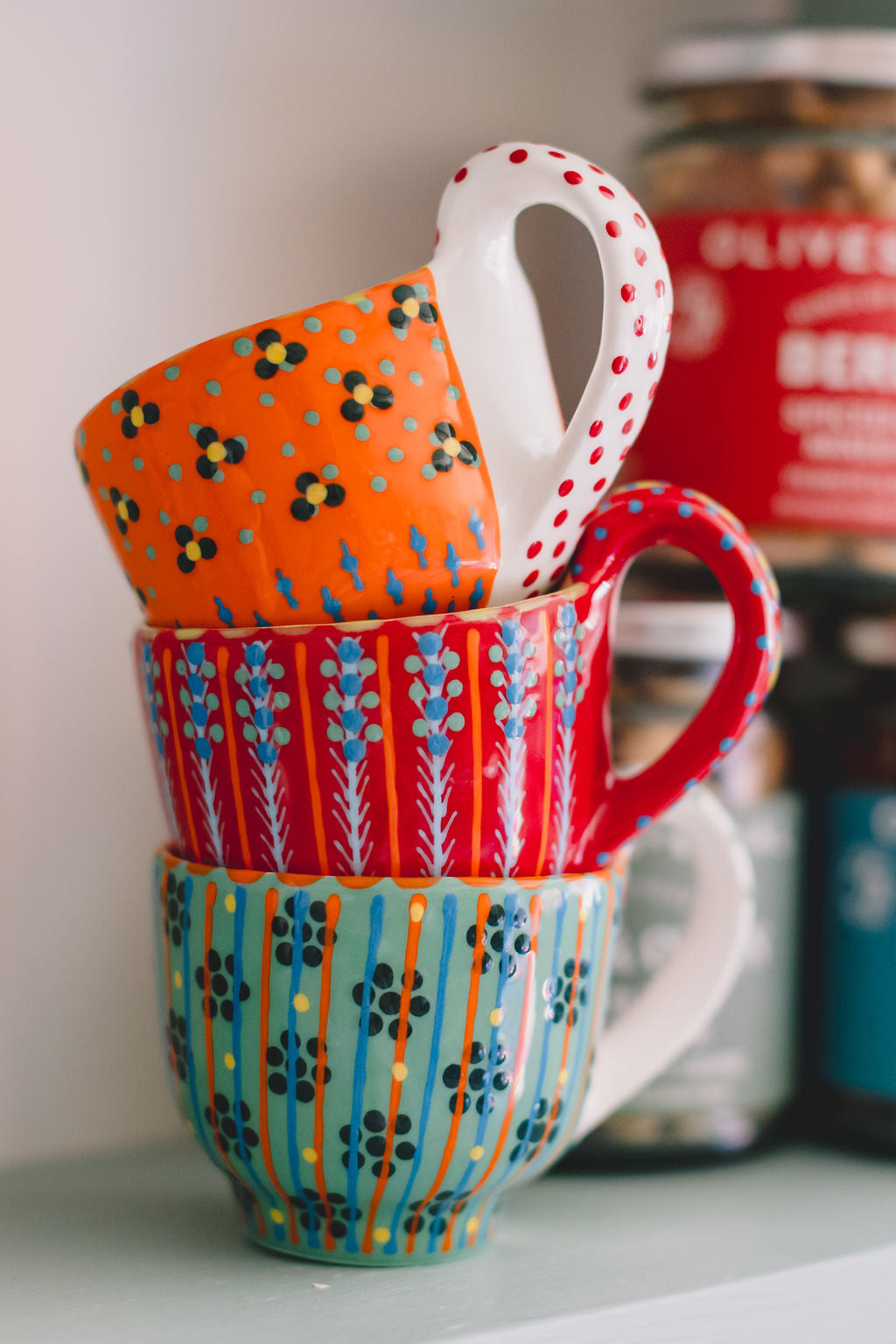 Espresso Cup - Blue & Red Dots