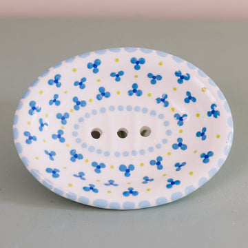 Potterswork Soap Dish - Blue and Green Dots