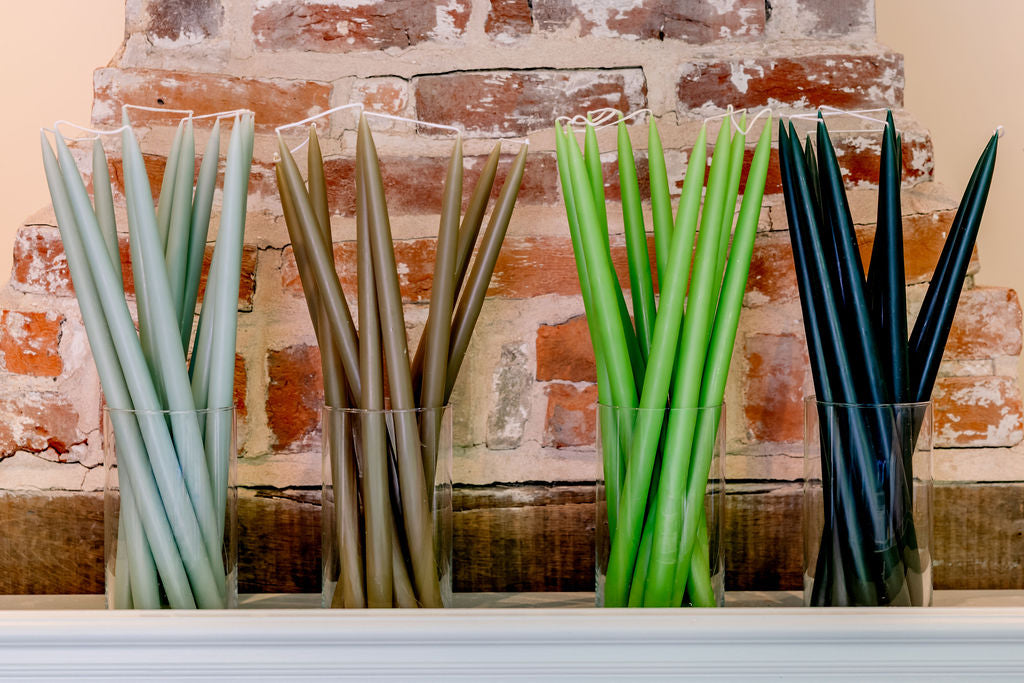 Olive Green -  Tapered Dinner Candles