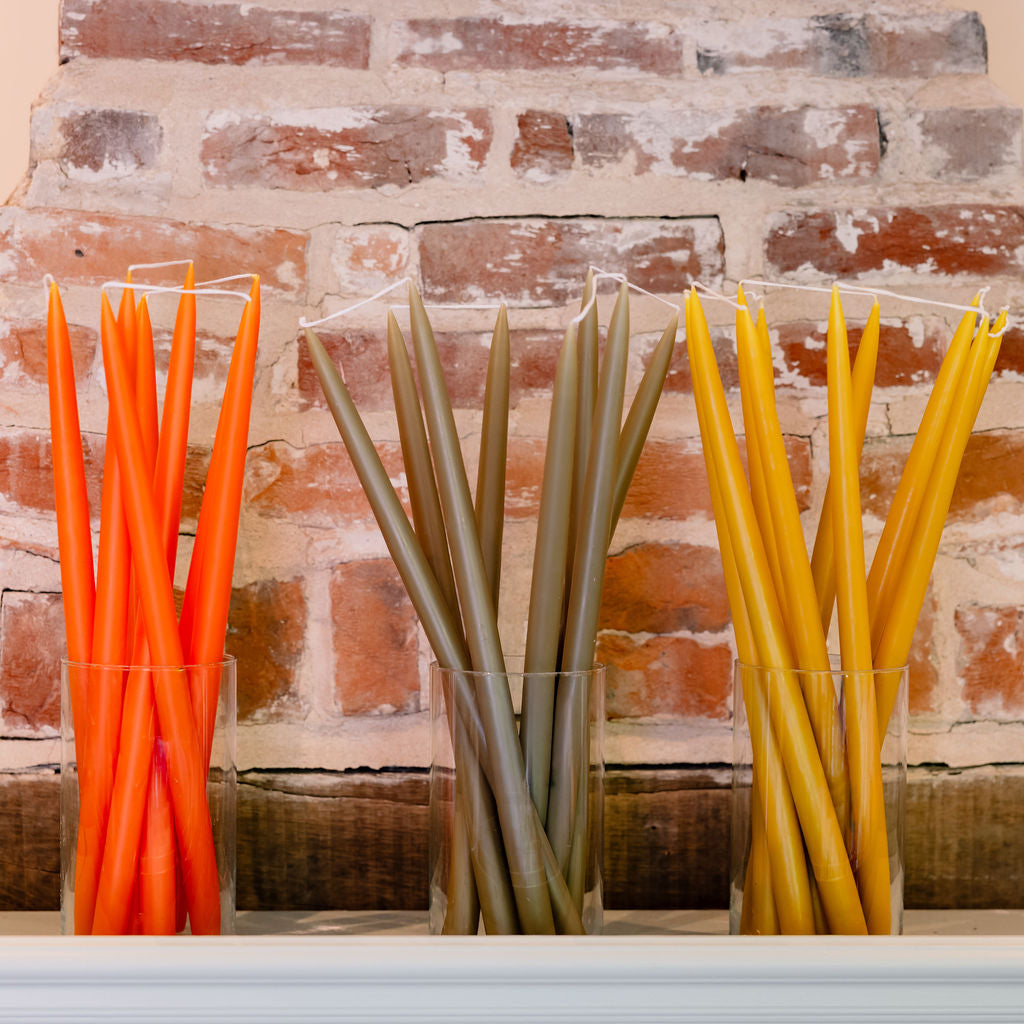 Olive Green -  Tapered Dinner Candles