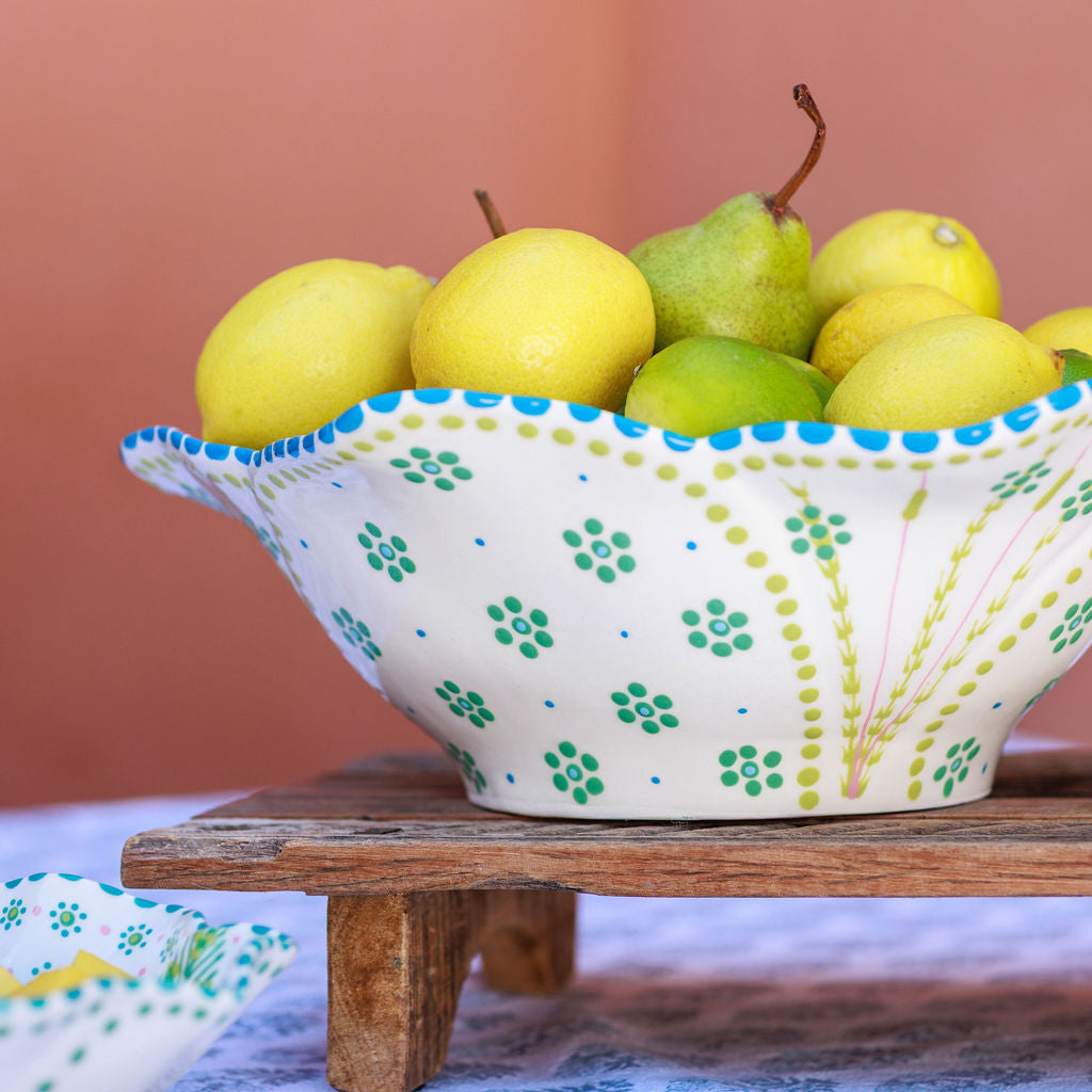 Potterswork Statement Bowl - White and Blue