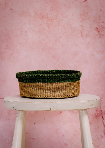 Kenyan Fine Weave Bread Basket - Dark Green
