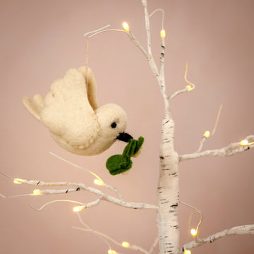 Felt Peaceful Dove with Mistletoe Sprig Christmas Decoration