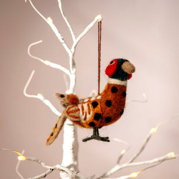 Felt Jolly Pheasant Christmas Decoration