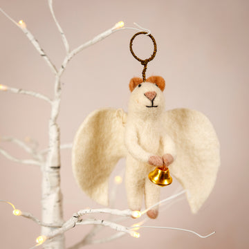 Felt Angelic Angel with a Golden Bell Christmas Decoration