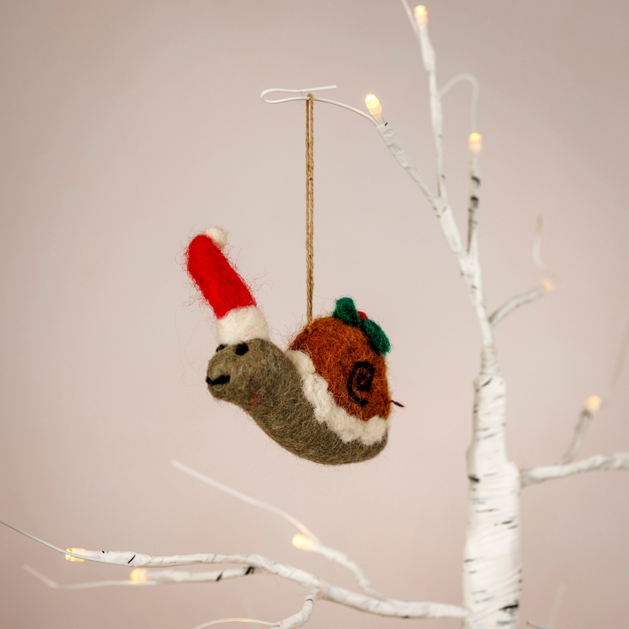 Felt Snail with Jolly Hat Christmas Decoration