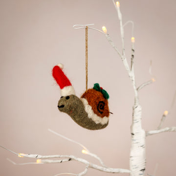 Felt Snail with Jolly Hat Christmas Decoration