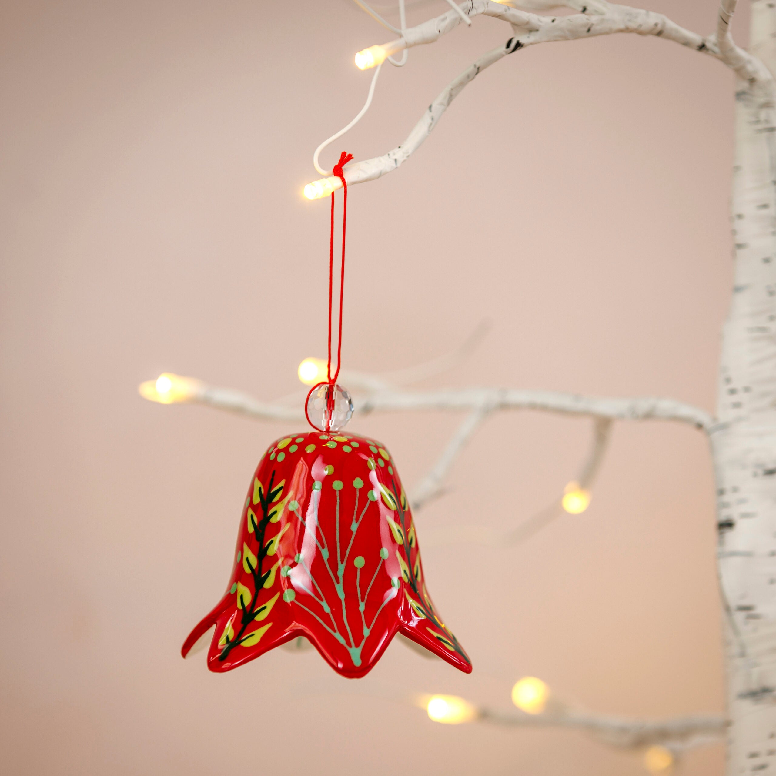 Potterswork Christmas Decorations - Red Ceramic Bird