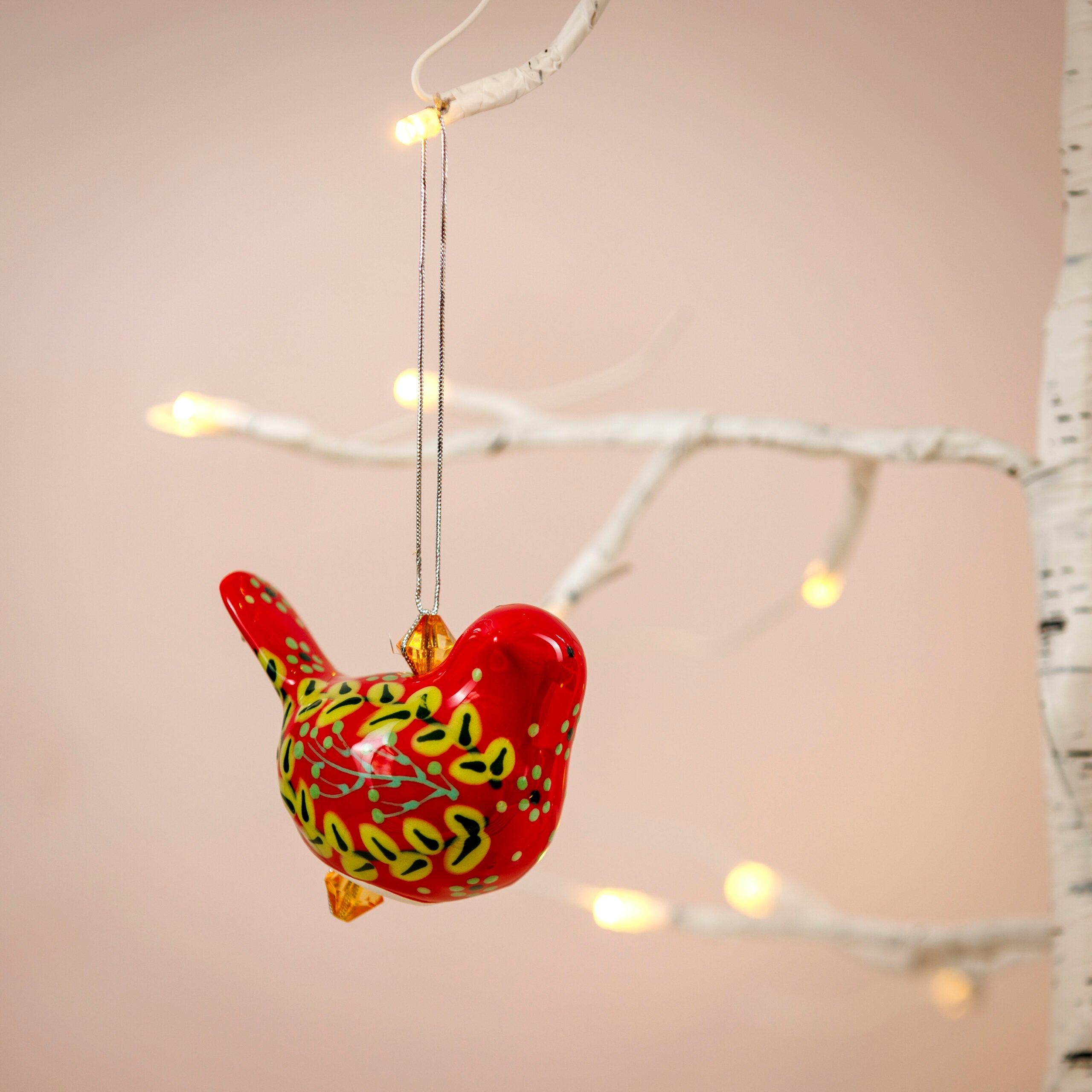 Potterswork Christmas Decorations - Red Ceramic Bird