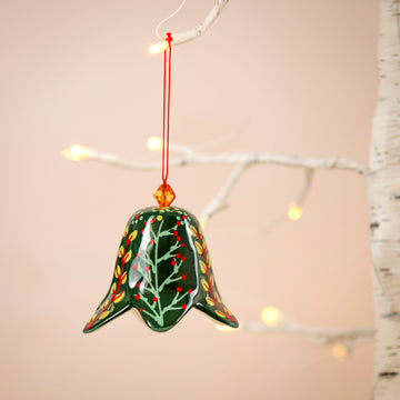 Potterswork Christmas Decorations - Green Ceramic Flower