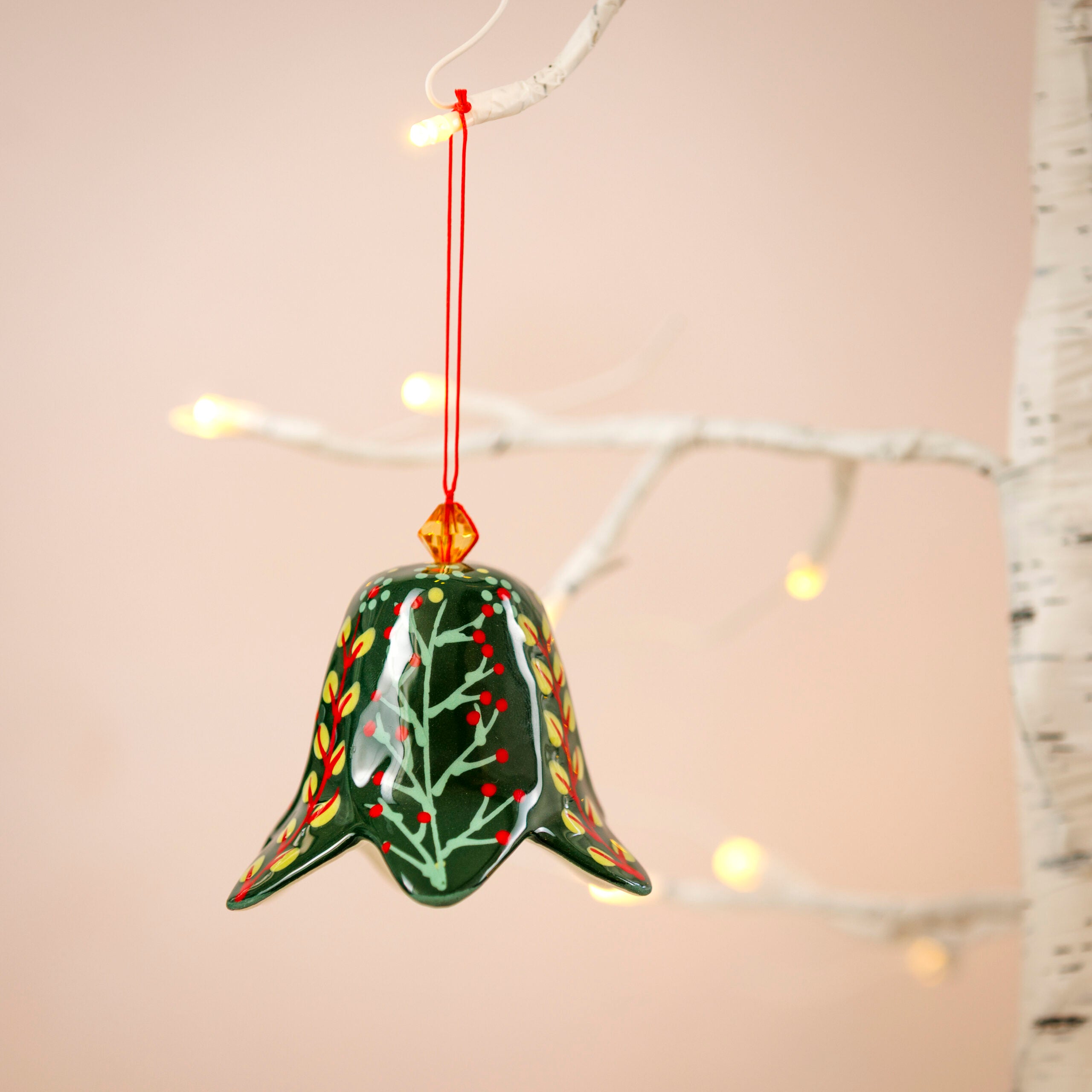 Potterswork Christmas Decorations - Green Ceramic Bird