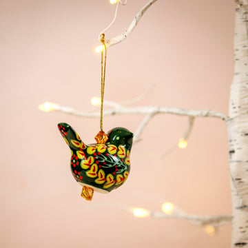 Potterswork Christmas Decorations - Green Ceramic Bird