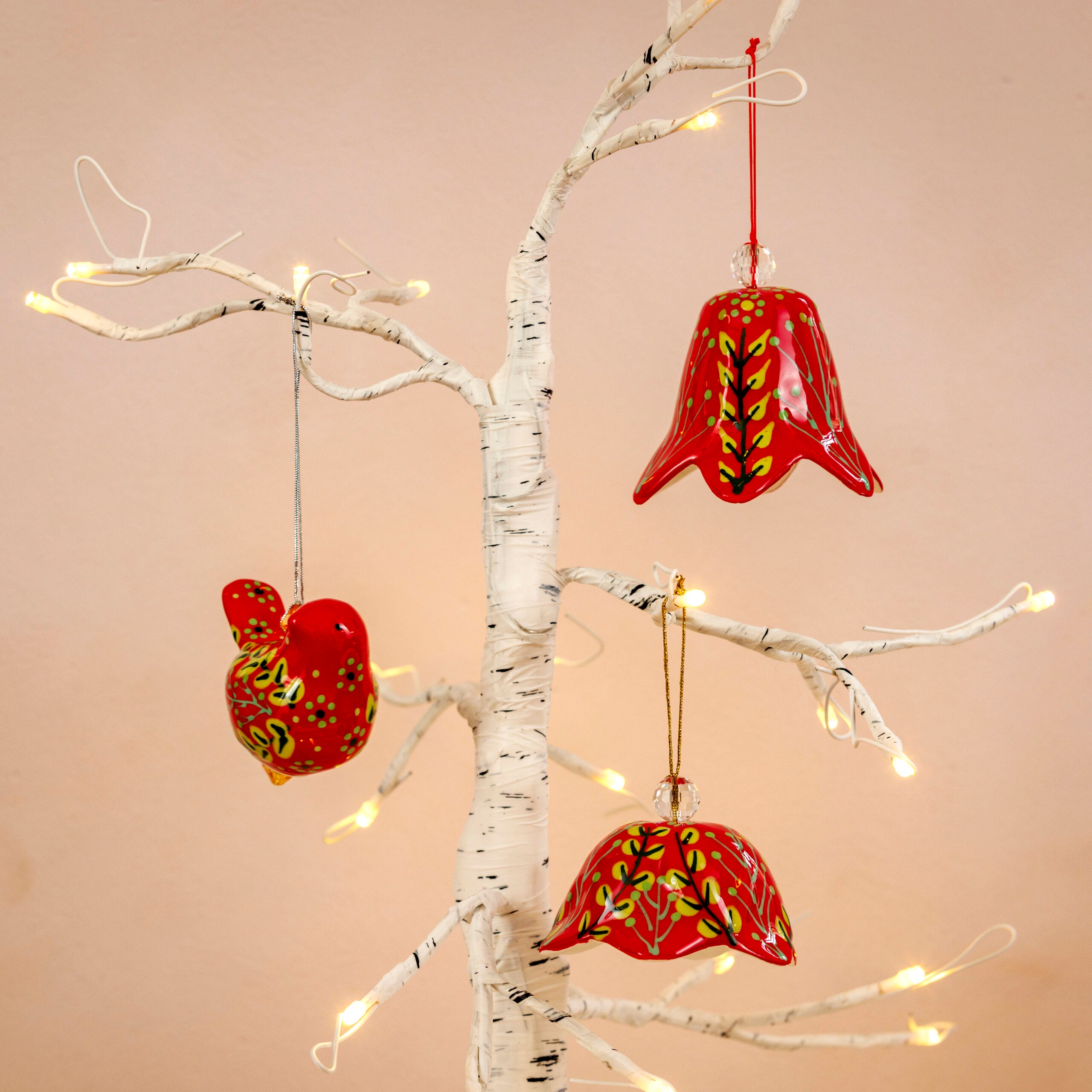 Potterswork Christmas Decorations - Red Ceramic Bird