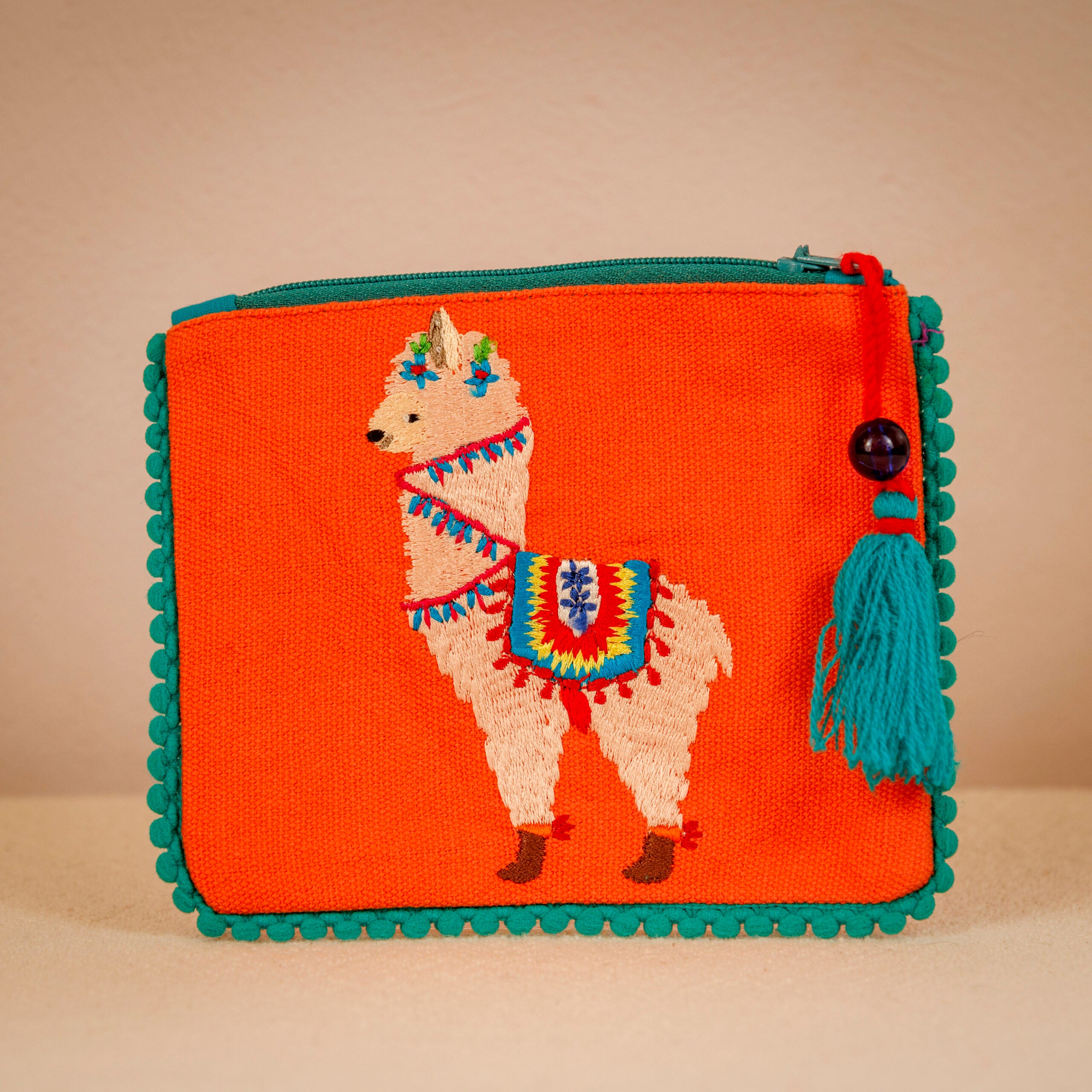 Colourful Llama Purse - Green