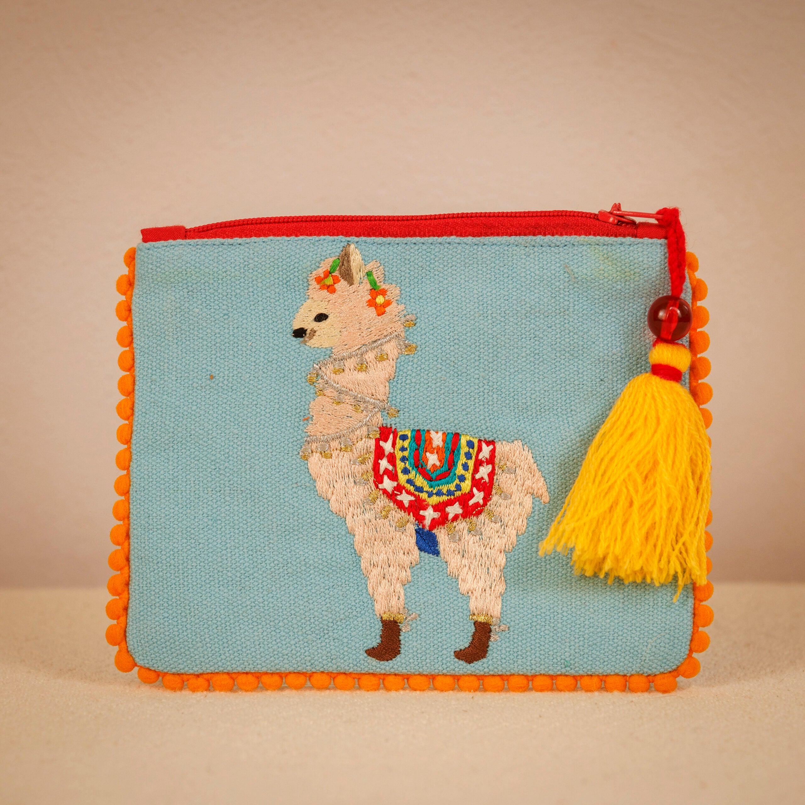 Colourful Llama Purse - Green