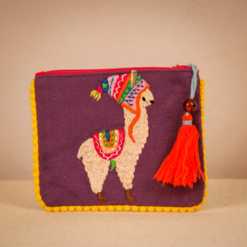 Colourful Llama Purse - Purple
