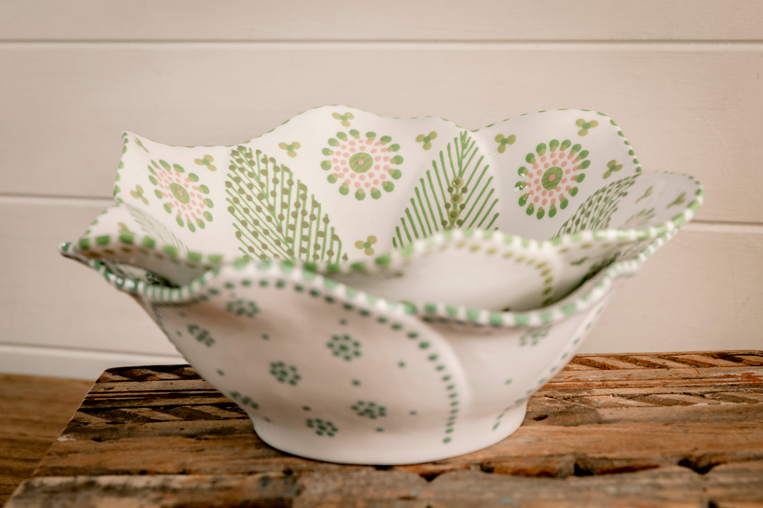 Potterswork Statement Bowl - White & Green