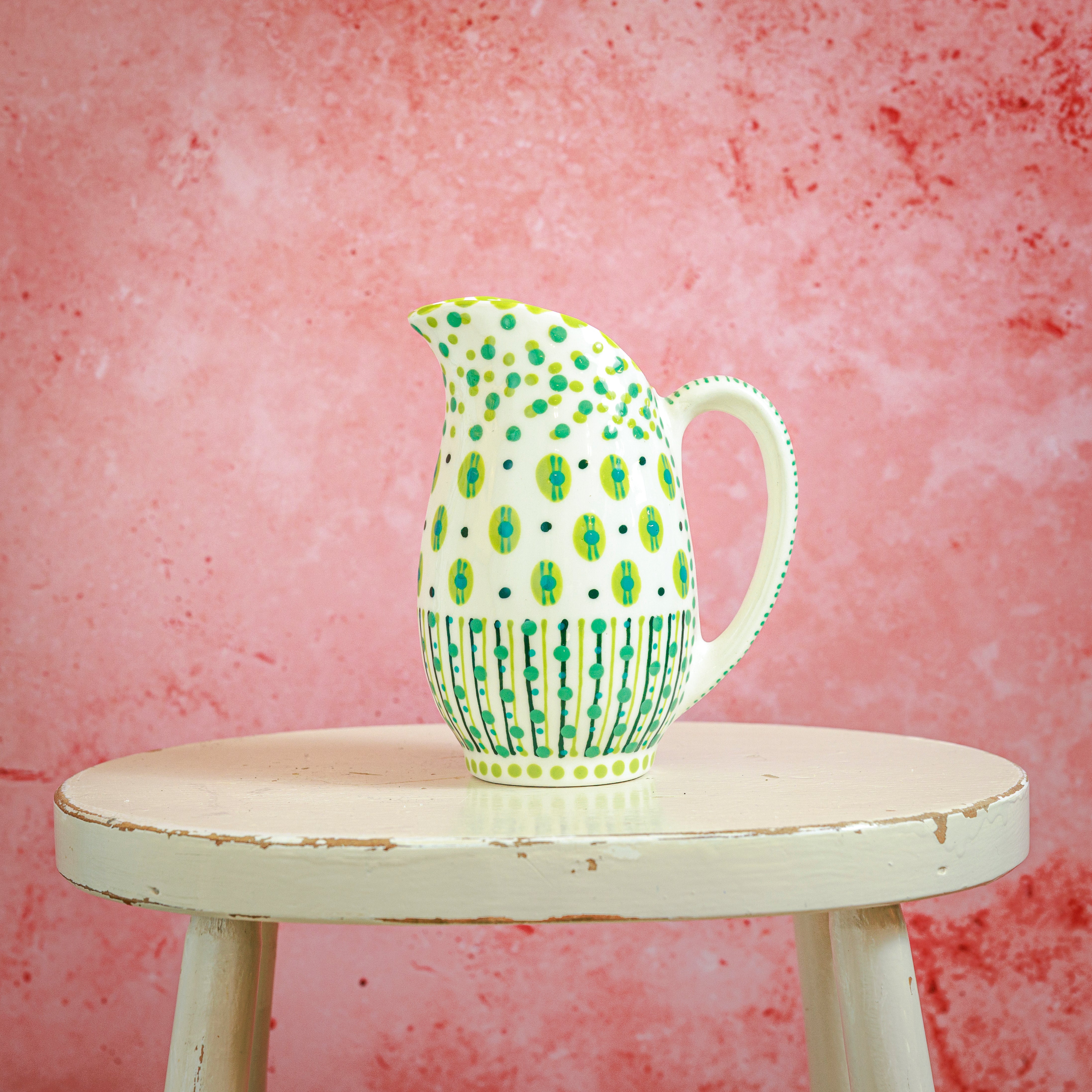 Potterswork Breakfast Jug - White & Green