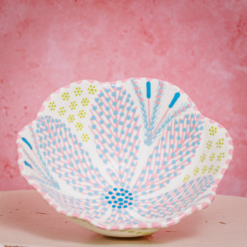 Potterswork Pudding Bowl - Pink White and Green