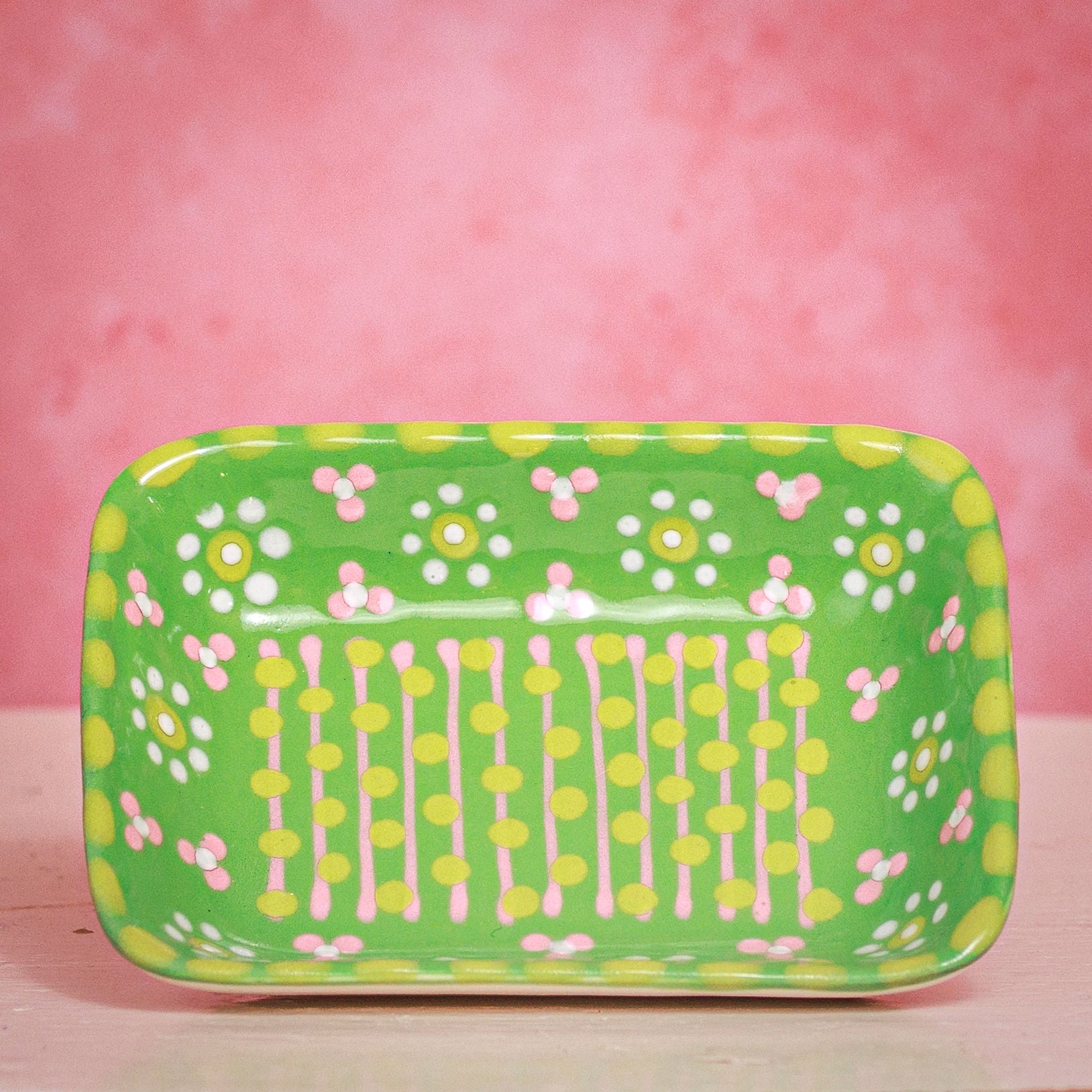 Trinket Dish - Pale Blue with Yellow Dots