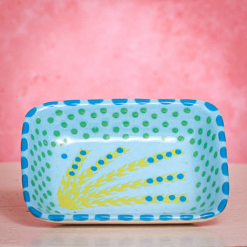 Trinket Dish - Pale Blue with Green Dots