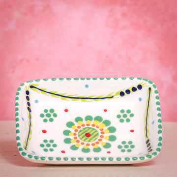 Trinket Dish - White and Green